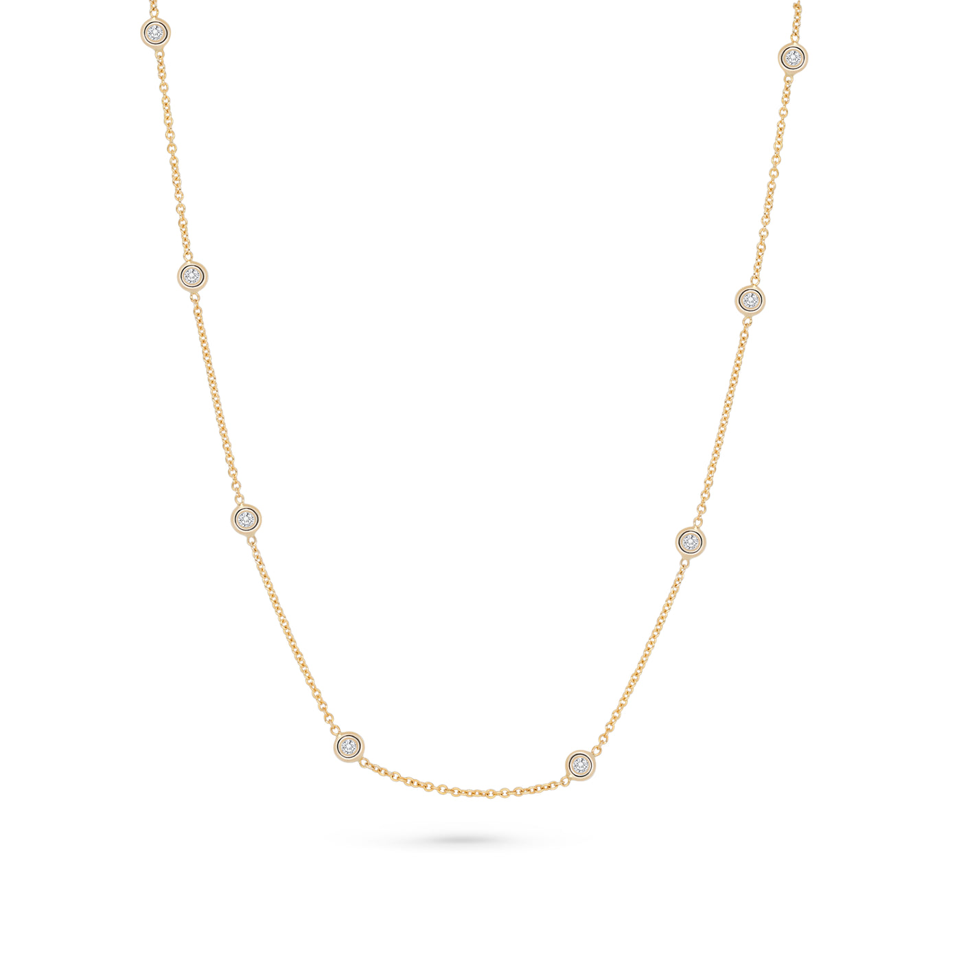 Bezel Set Round Diamond Station Necklace