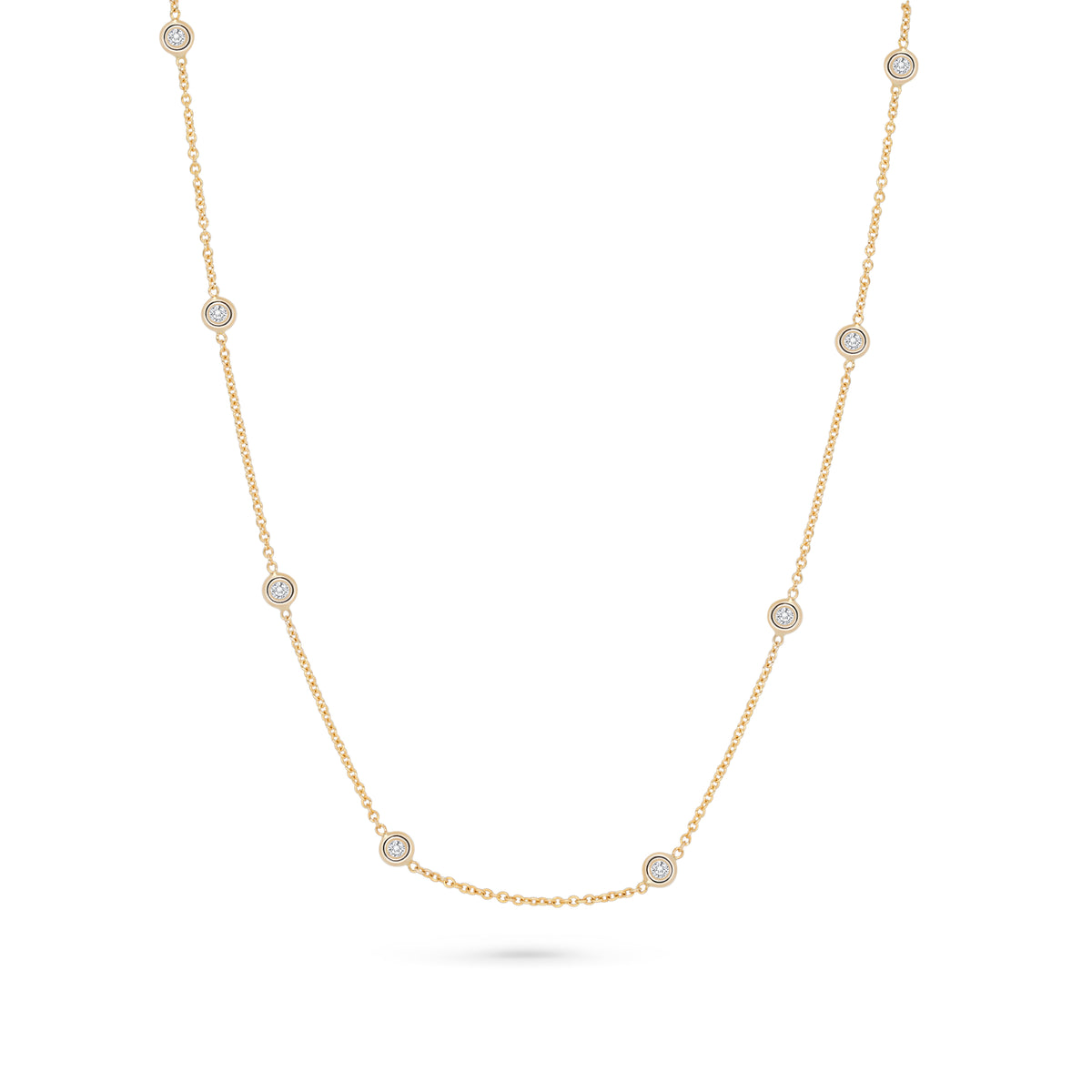 Bezel Set Round Diamond Station Necklace