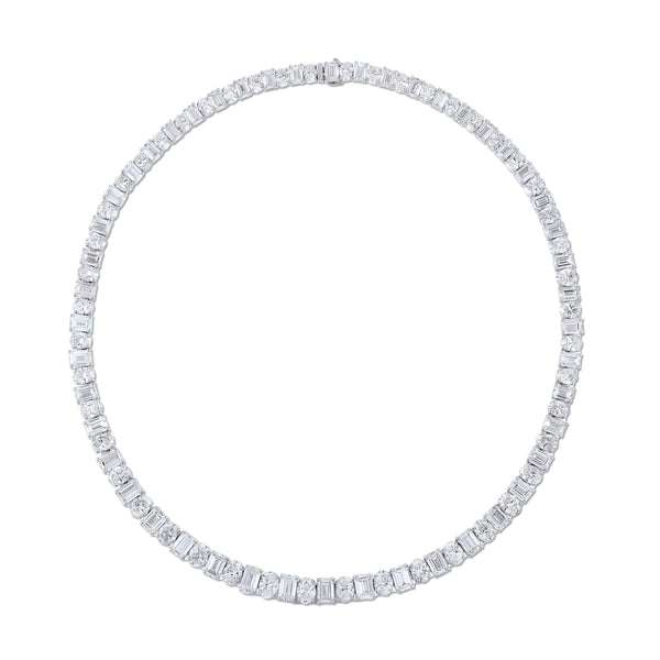Oval & Emerald Cut Diamond Tennis Necklace | 54.42tw