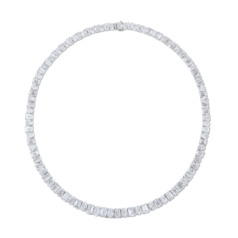 Oval & Emerald Cut Diamond Tennis Necklace | 54.42tw
