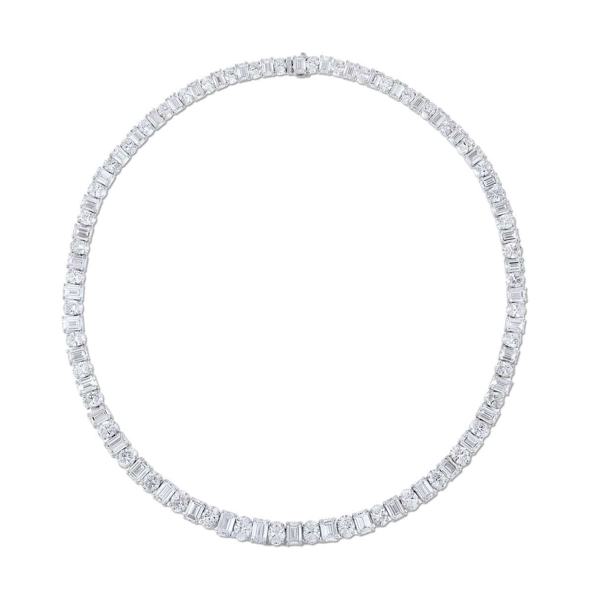 Oval & Emerald Cut Diamond Tennis Necklace | 54.42tw