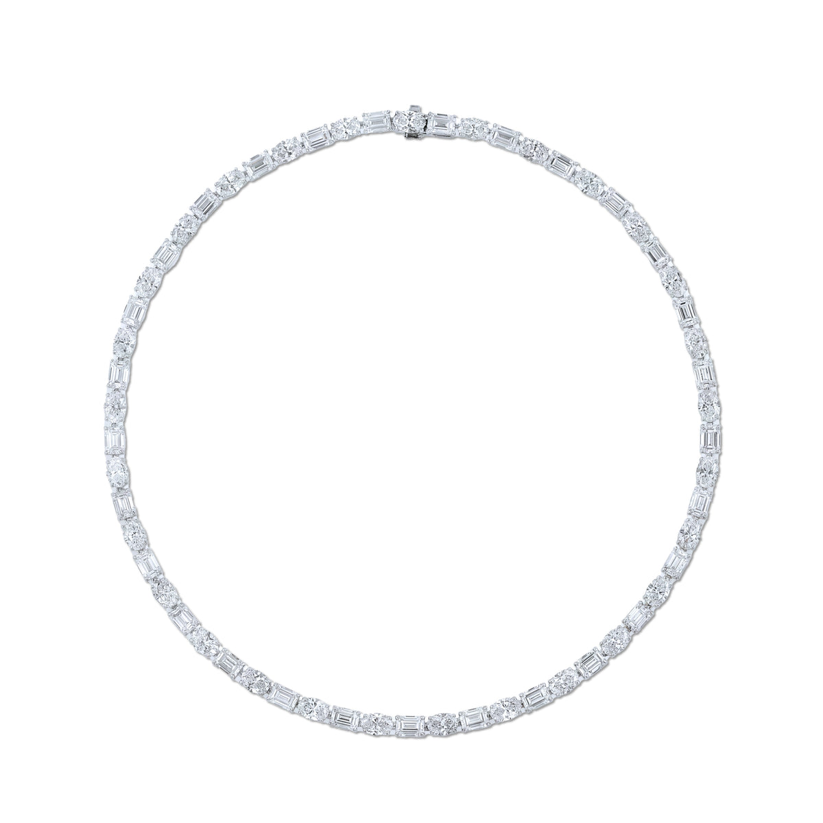 Emerald Cut & Oval Diamond Tennis Necklace | 38.32tw