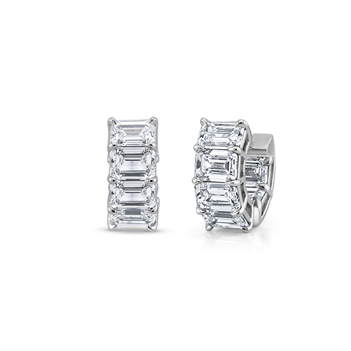 Emerald Cut Diamond Huggie Earrings | 6.10tw