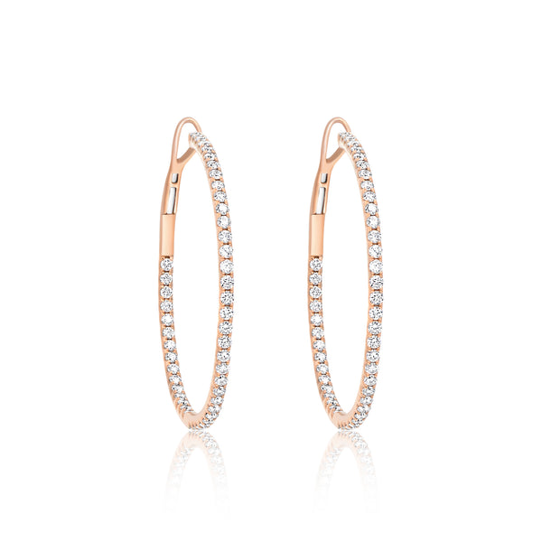 Large Inside Outside Diamond Hoop Earrings
