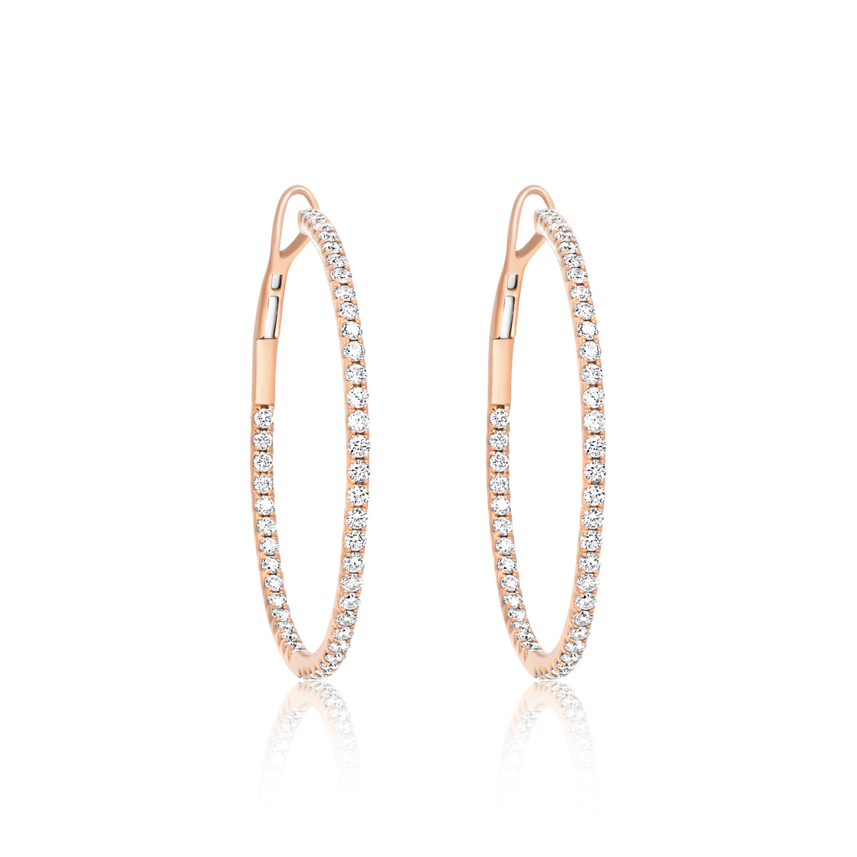Large Inside Outside Diamond Hoop Earrings