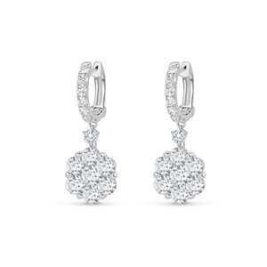 Diamond Flower Drop Earrings