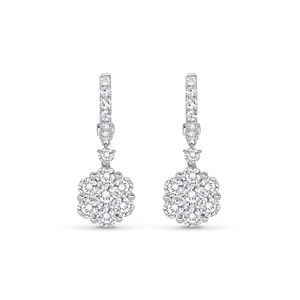 Diamond Flower Drop Earrings