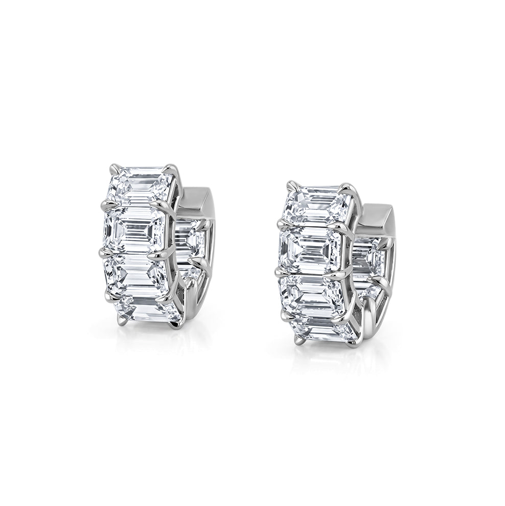 Emerald Cut Diamond Huggie Earrings | 6.10tw