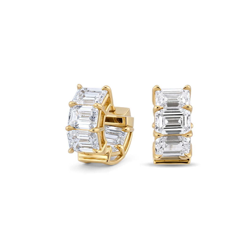 Emerald Cut Diamond Huggie Earrings | 7.06tw