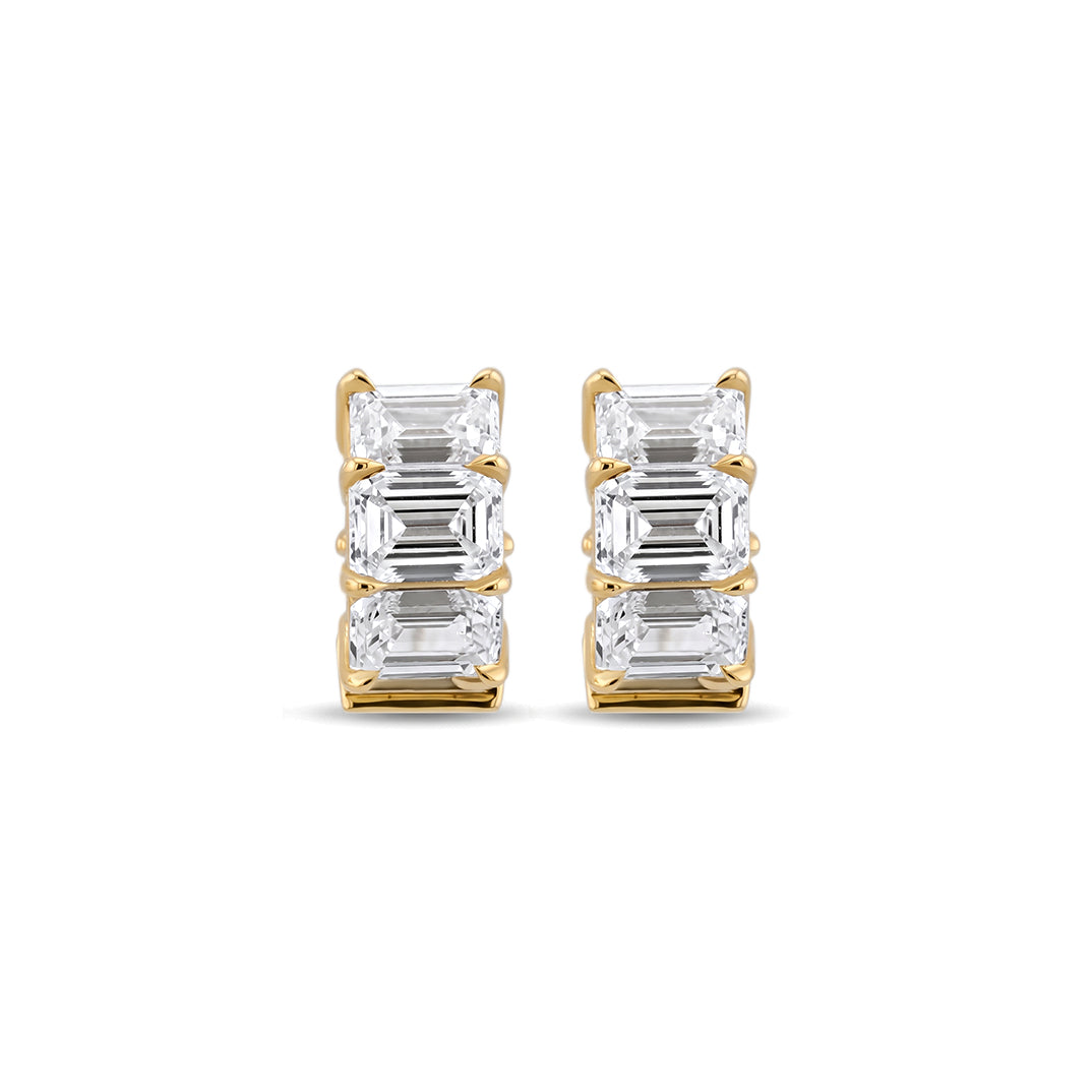 Emerald Cut Diamond Huggie Earrings | 7.06tw