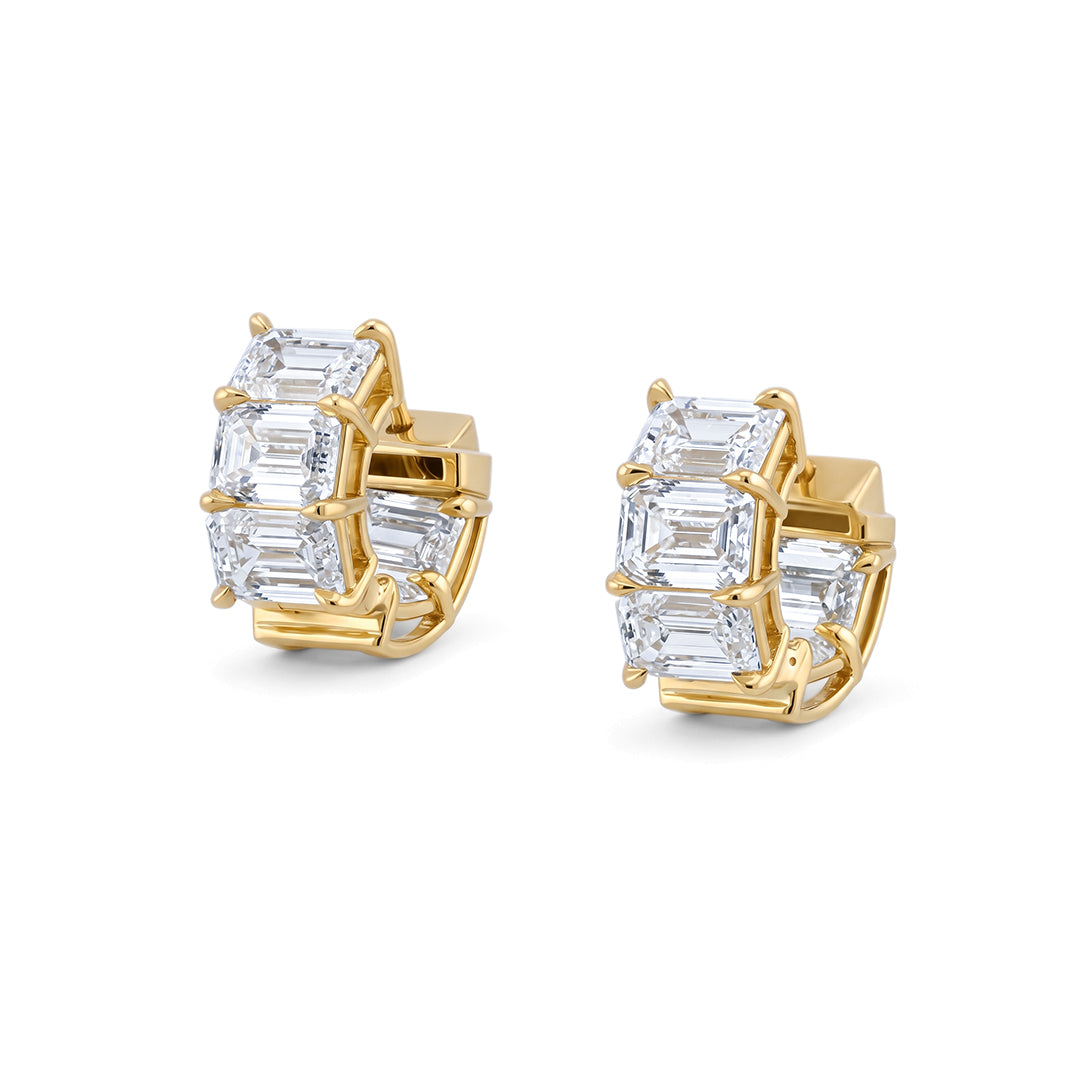 Emerald Cut Diamond Huggie Earrings | 7.06tw