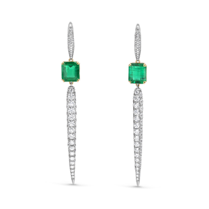 Emerald & Diamond Sphere Drop Earrings