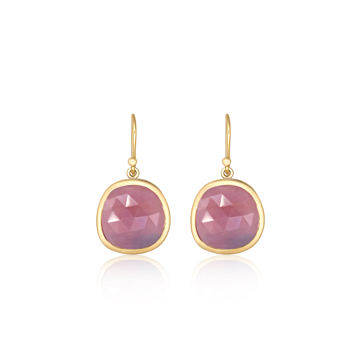 Bezel Rose Cut Ruby Earrings