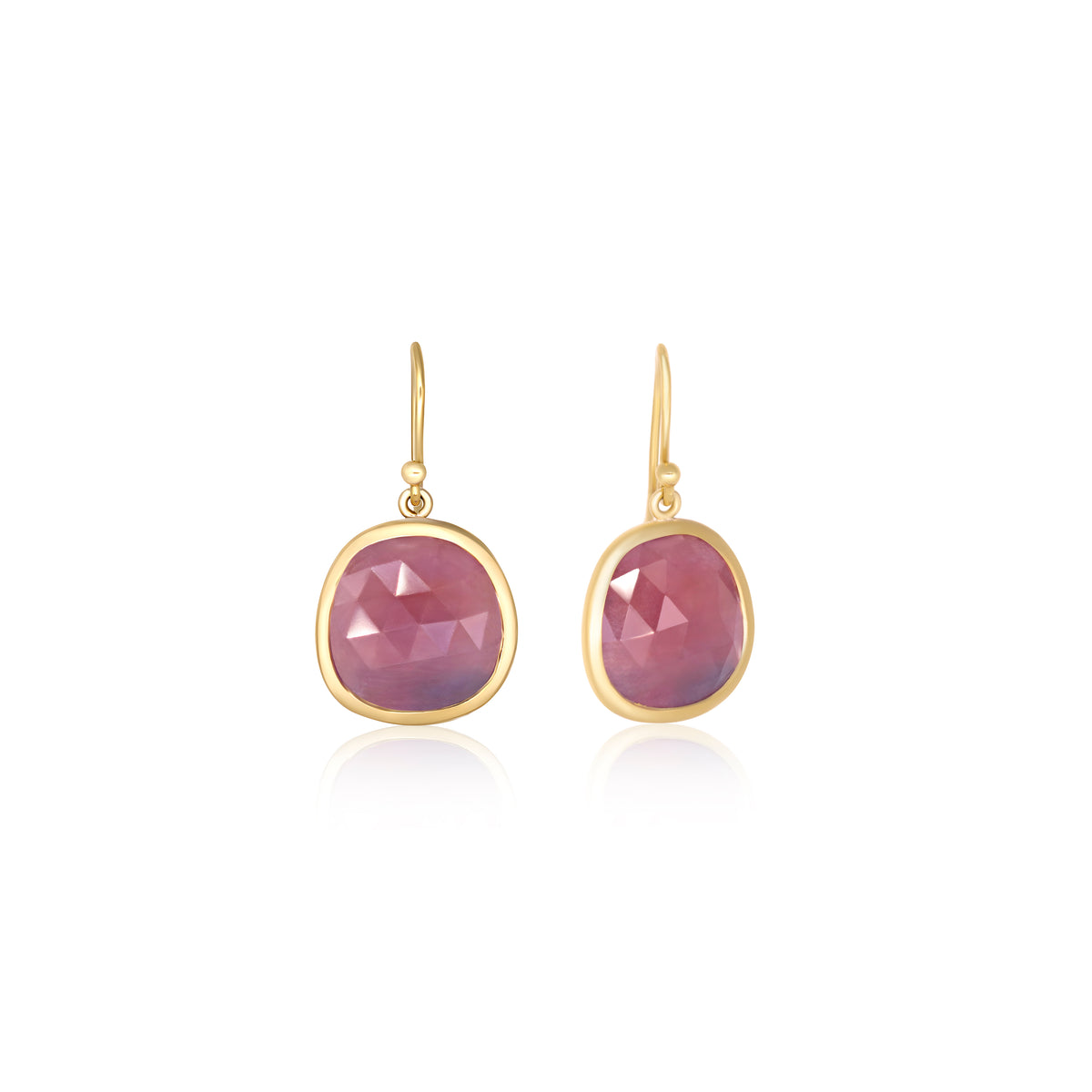 Bezel Rose Cut Ruby Earrings