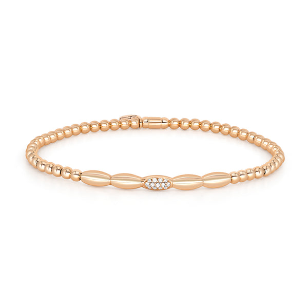 Diamond Elongated Beads Stretch Bracelet | .08tw