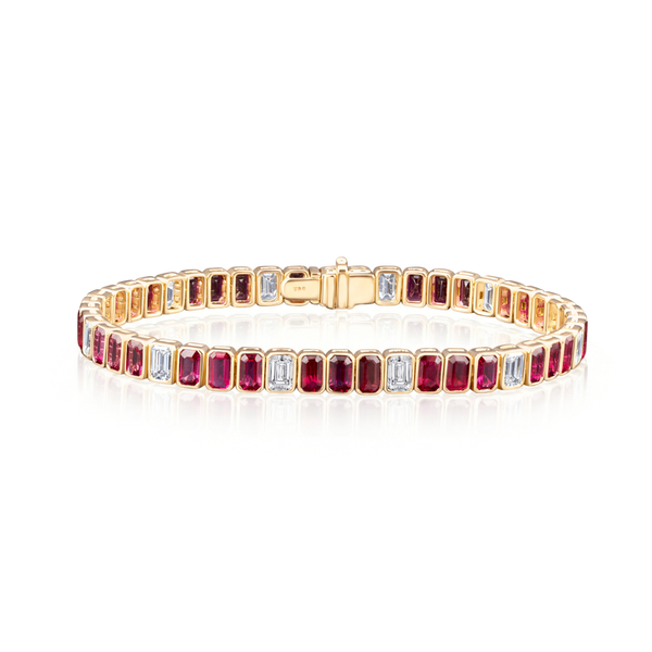 Ruby & Emerald Cut Diamond Bracelet | 13.54tw