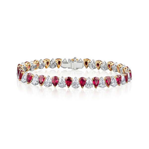 Pear Shape Ruby & Diamond Bracelet | 16.30tw