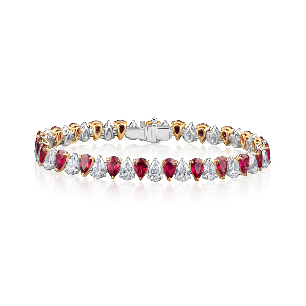 Pear Shape Ruby & Diamond Bracelet | 16.30tw
