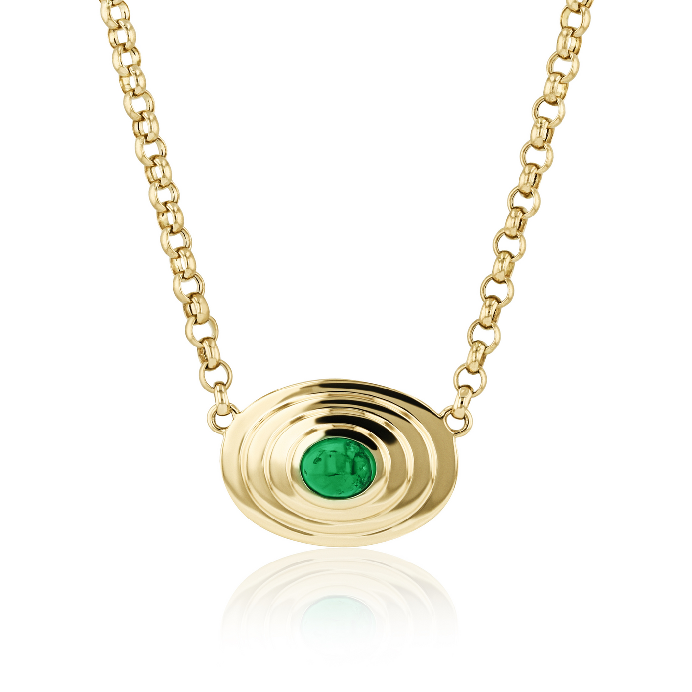 East West Emerald Cabochon Necklace