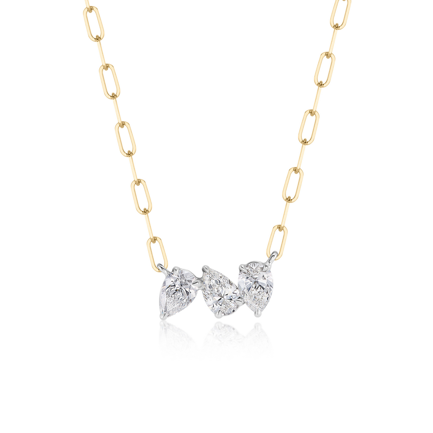 Three Pear Diamond Chain Necklace