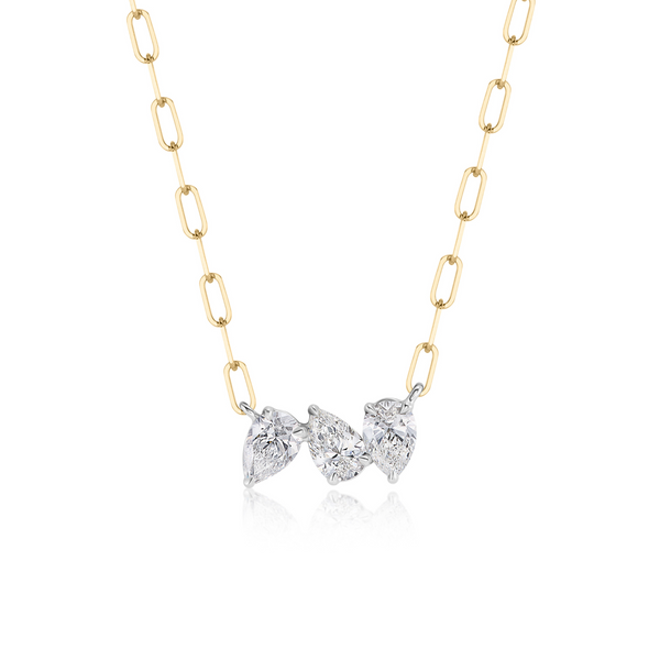 Three Pear Diamond Chain Necklace