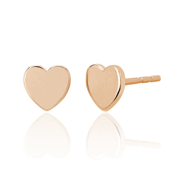 Mirror Finish Heart Stud Earrings
