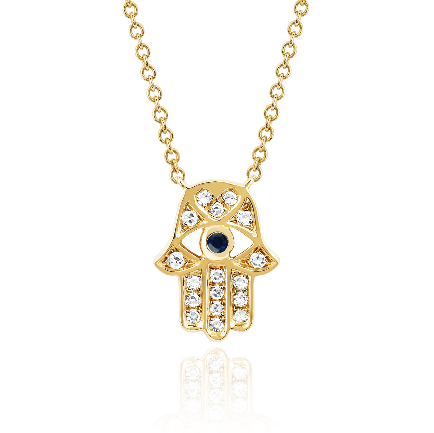 Hamsa Blue Sapphire Eye Necklace