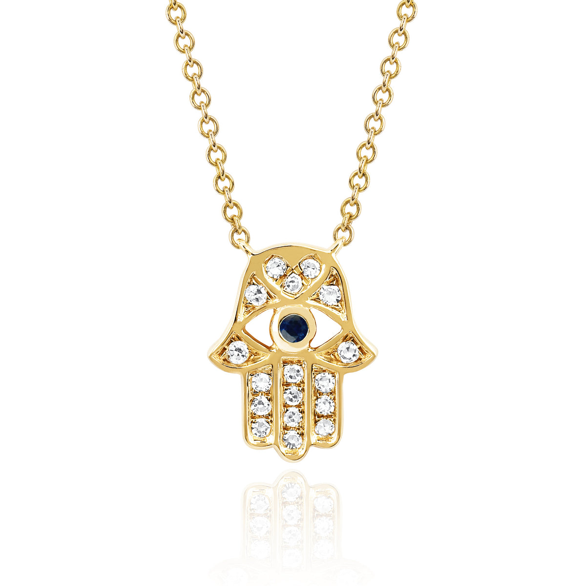 Hamsa Blue Sapphire Eye Necklace