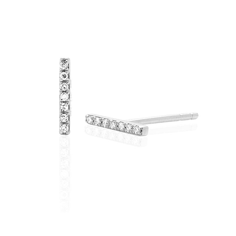 Diamond Mini Bar Stud Earrings