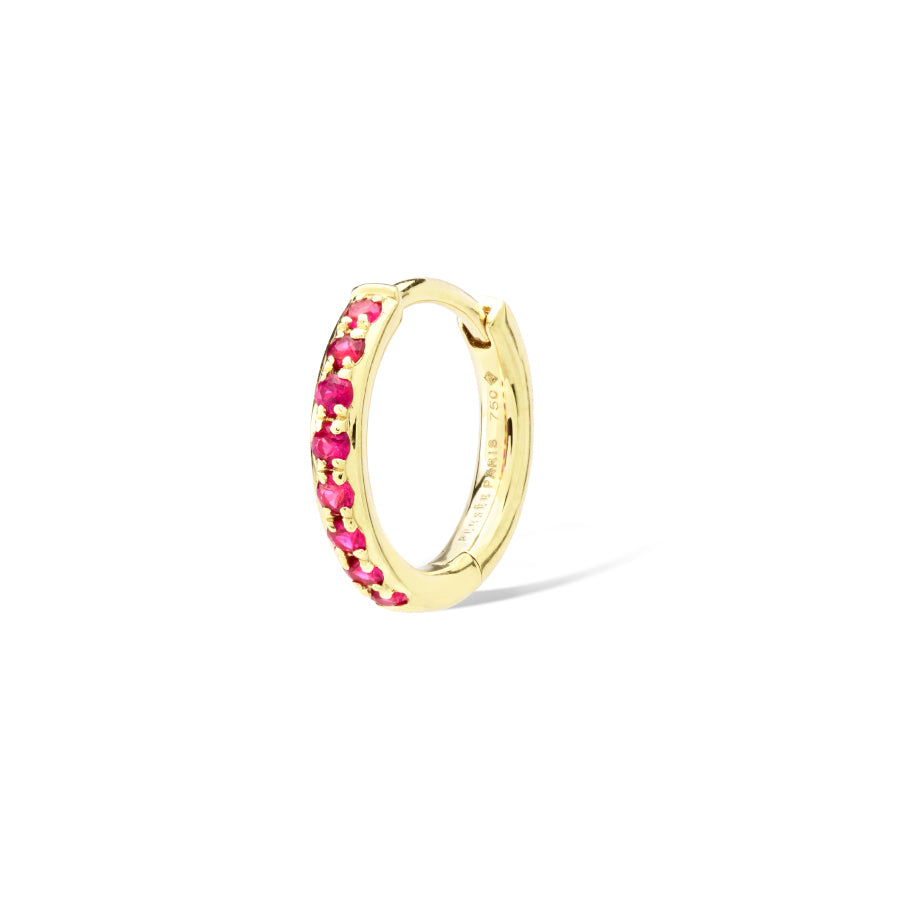 Single Ruby Huggie Earring