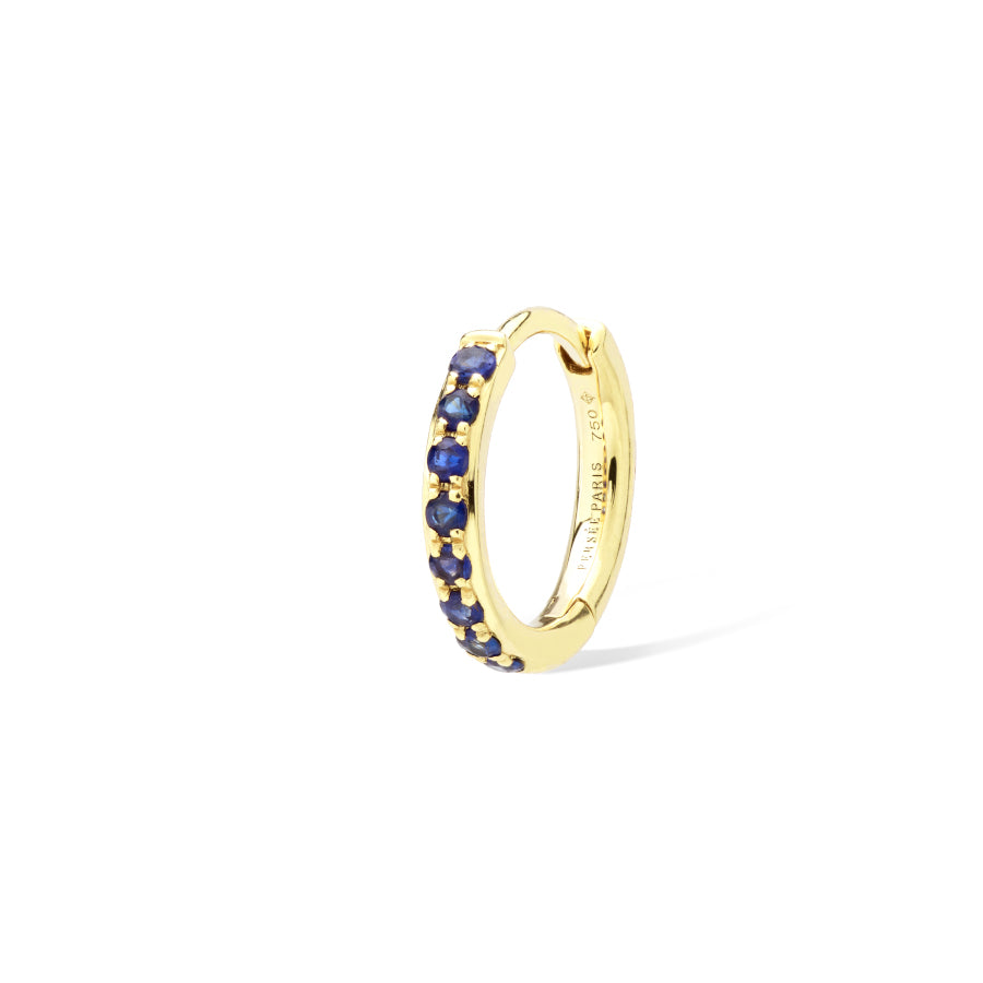 Single Blue Sapphire Huggie Earring