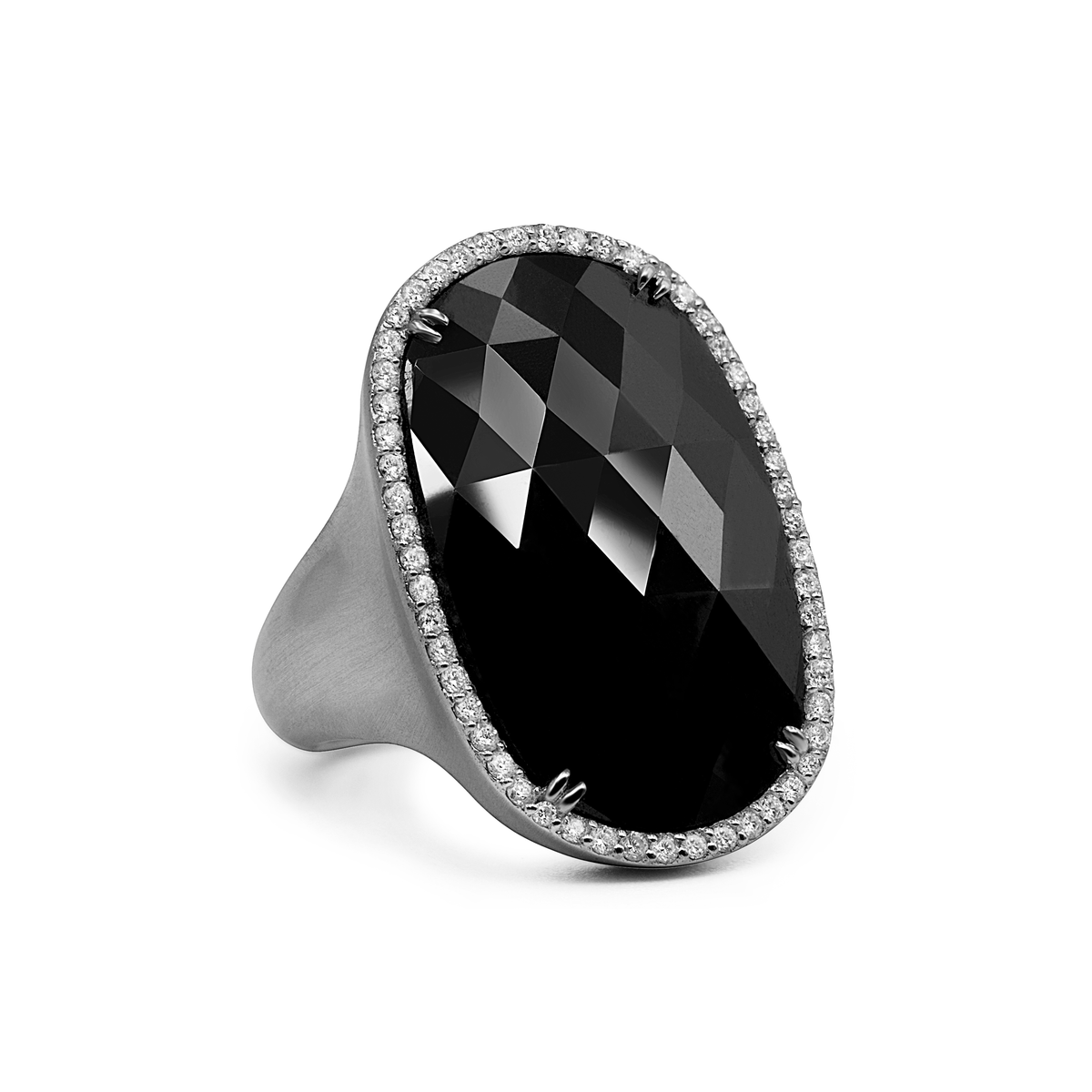 Black Oval Cut Diamond Ring