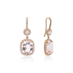 Morganite & Diamond Drop Earrings