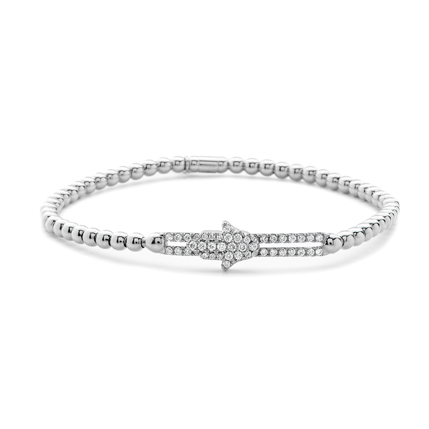 Diamond Hamsa Bead Stretch Bracelet | .35tw