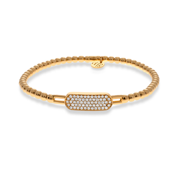 Rounded Diamond Bar Bead Stretch Bracelet | .24tw