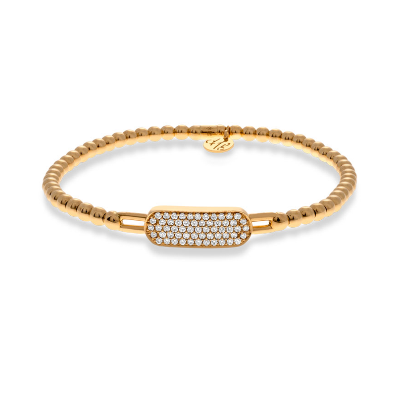 Rounded Diamond Bar Bead Stretch Bracelet | .24tw