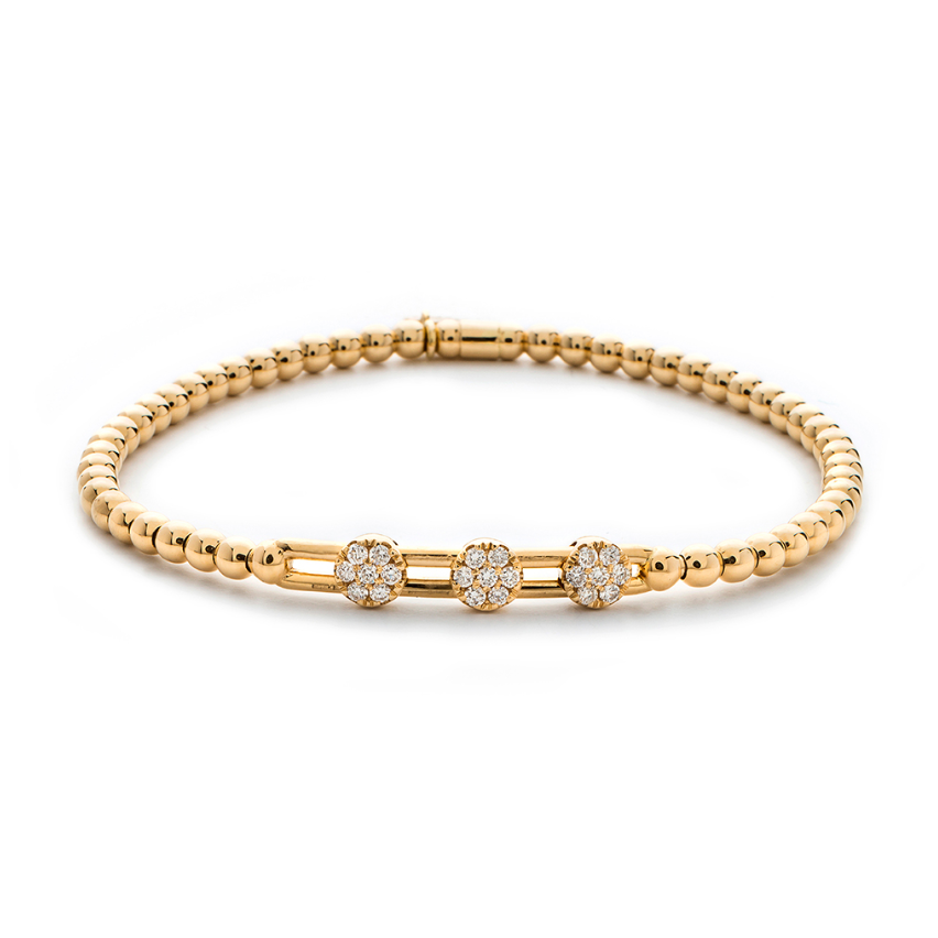 Three Diamond Flower Bar Stretch Bracelet | .19tw