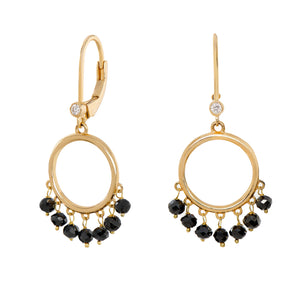 Black Diamond Bead Drop Earrings