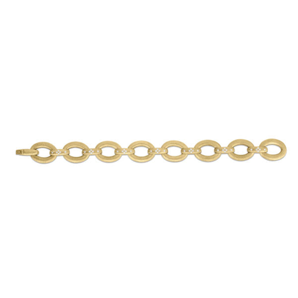 Duchessa Diamond & Satin Finish Oval Link Bracelet