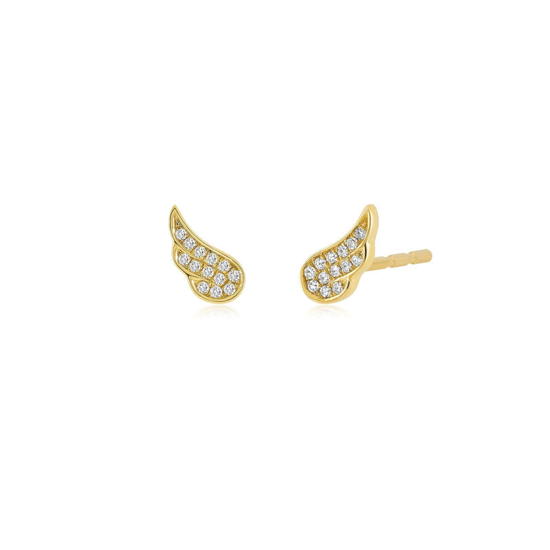 Single Diamond Baby Angel Wing Stud Earrings | .02tw