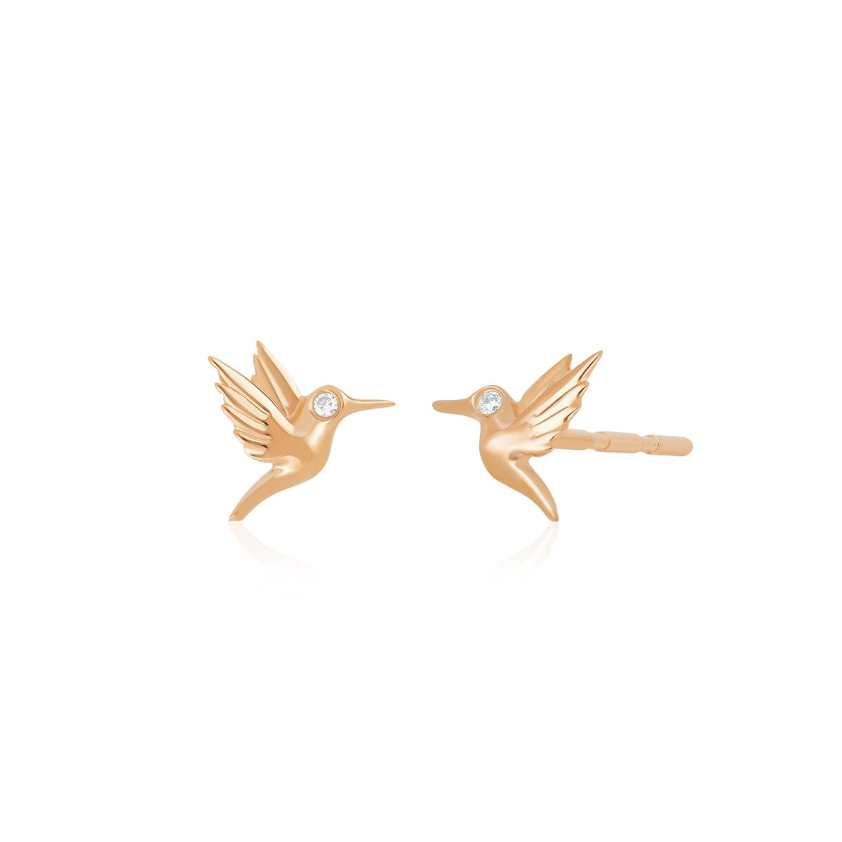 Mini Hummingbird Diamond Eye Stud Earrings