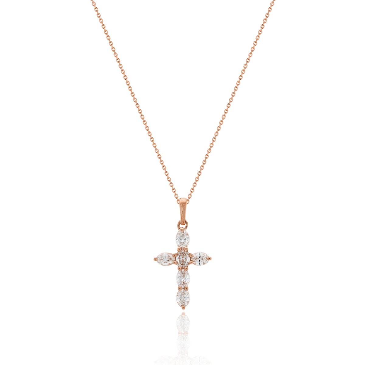 Oval Diamond Cross Pendant