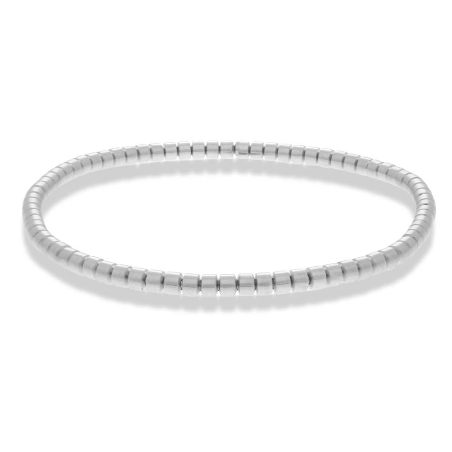 Brushed White Gold Stretch Bracelet