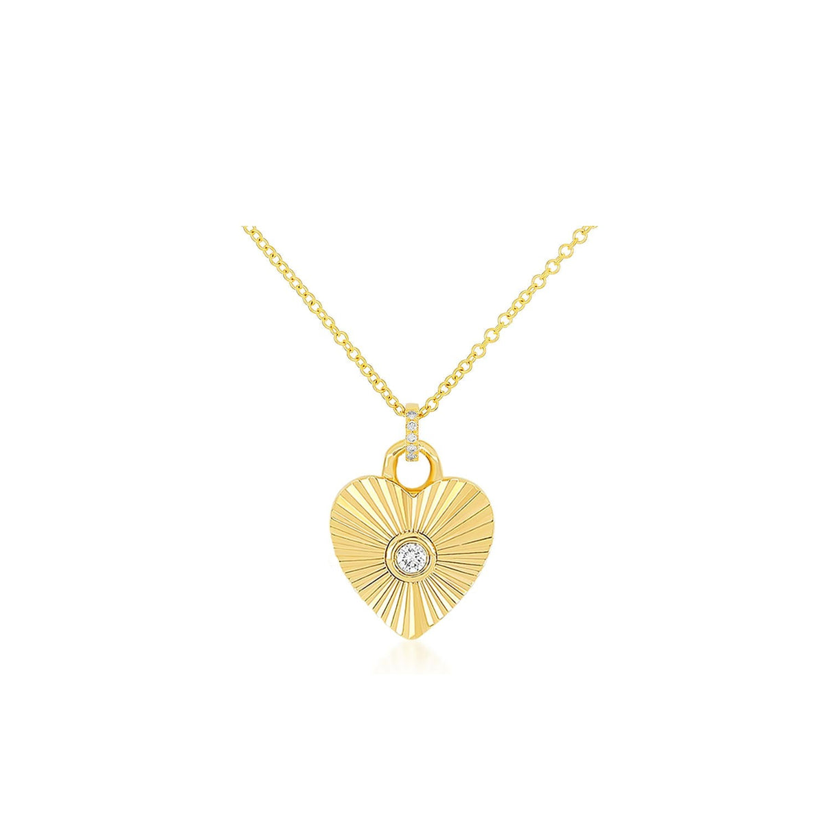 Diamond Fluted Heart Pendant