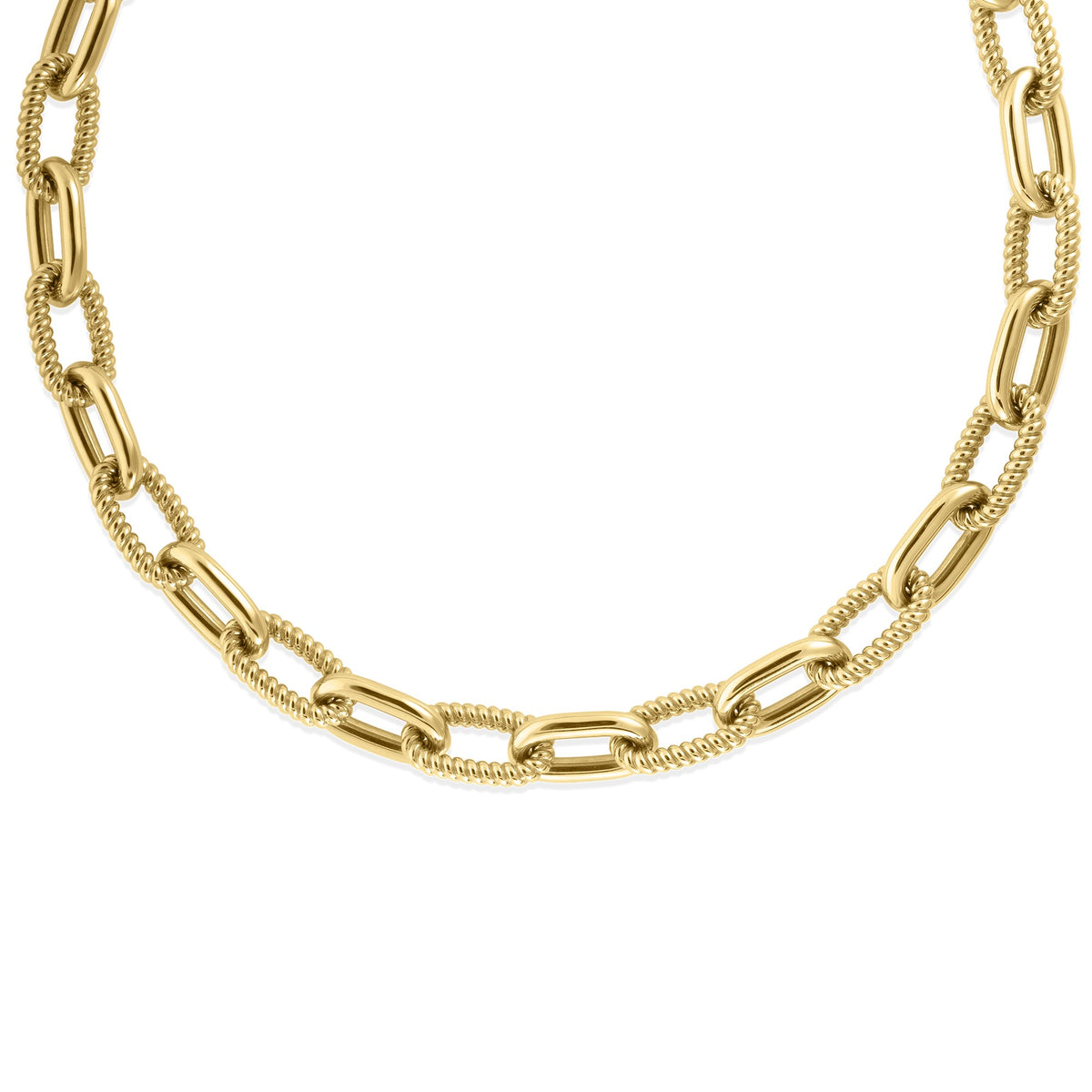Shiny / Textured Oval Link Necklace