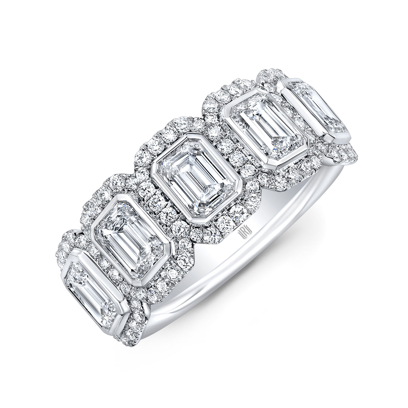 Emerald & Round Brilliant Cut Diamond Band | 2.50tw