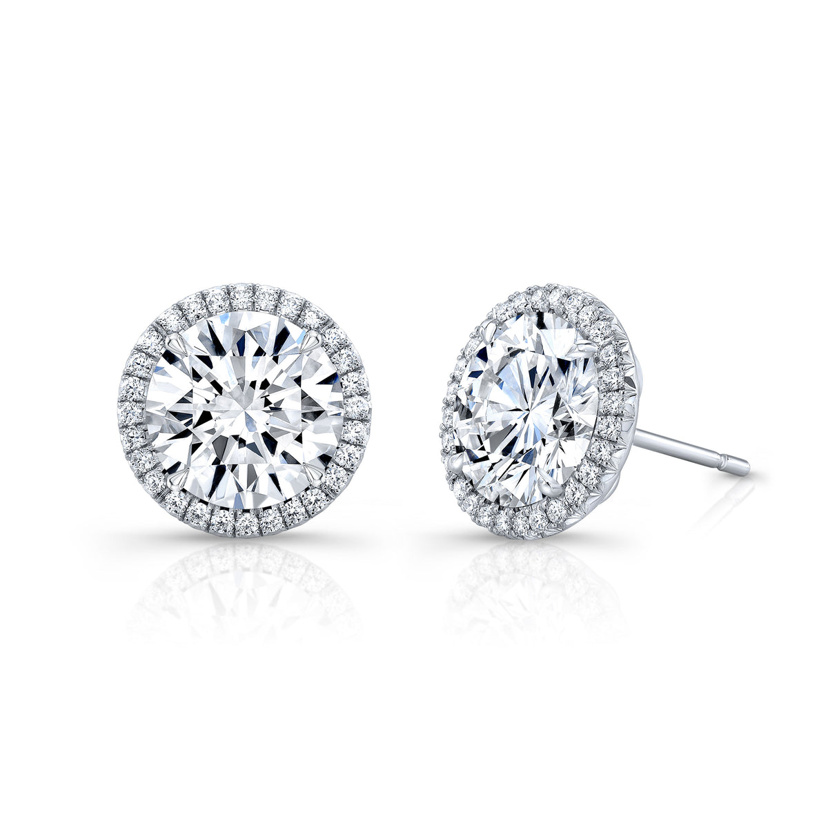 Diamond with Pavé Halo Stud Earrings | 4.29tw