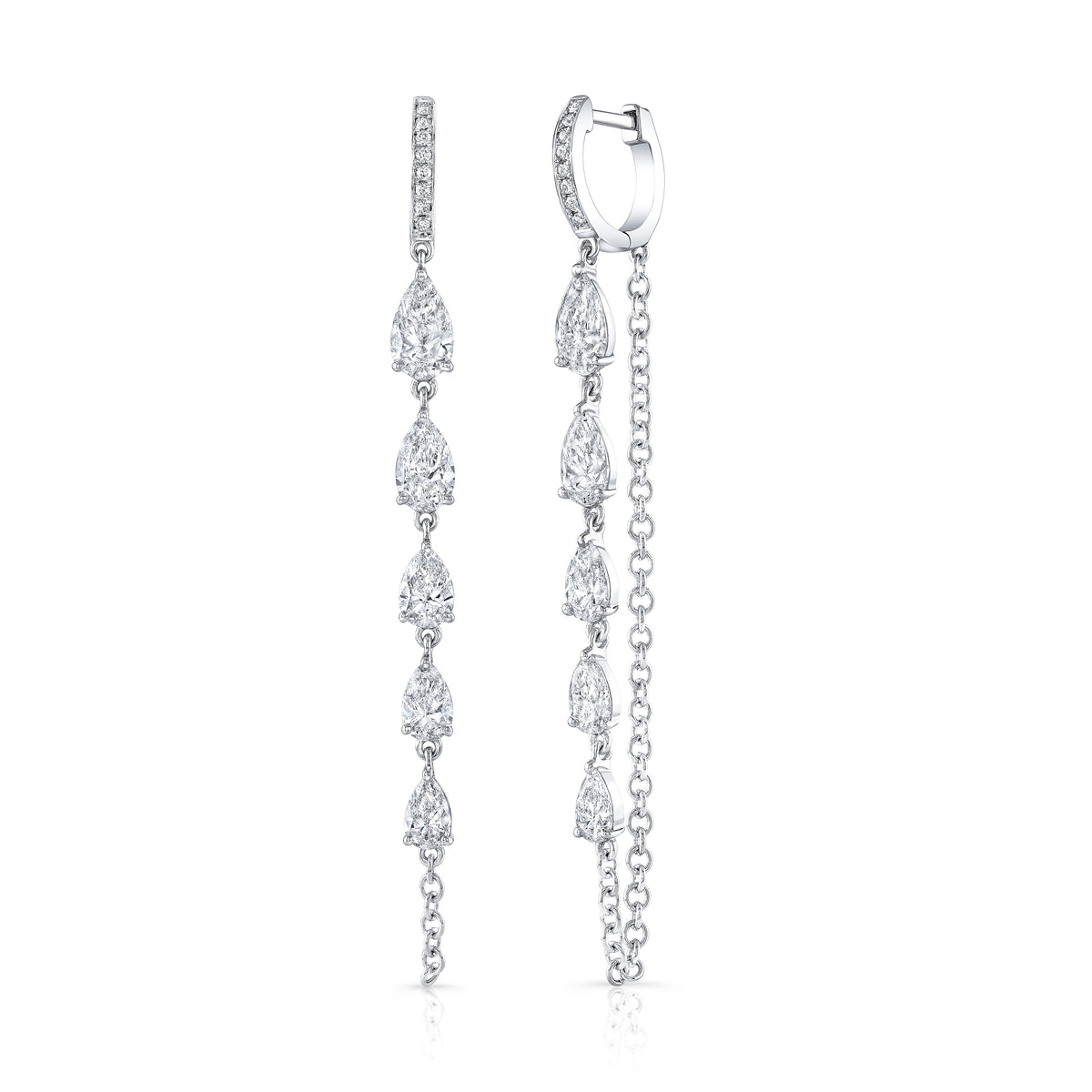 Pear Shape Diamond Chain Huggie Earrings