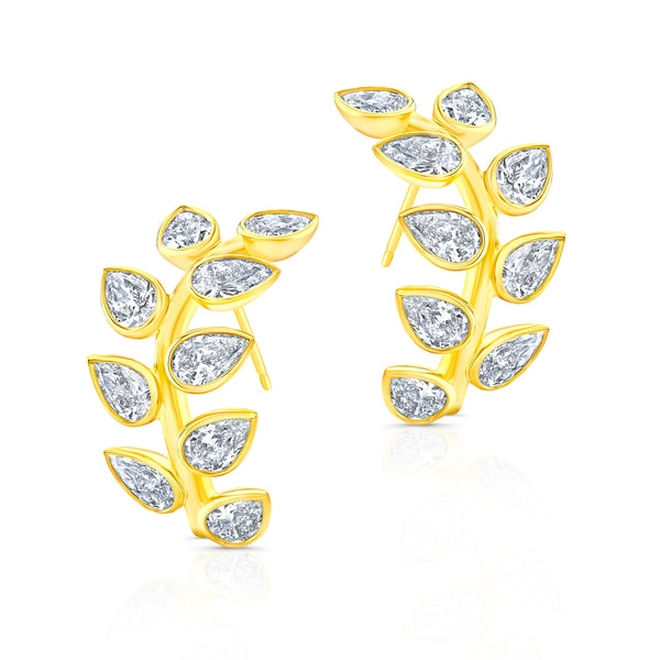 Branch Pear Shape Diamond Hoop Earrings
