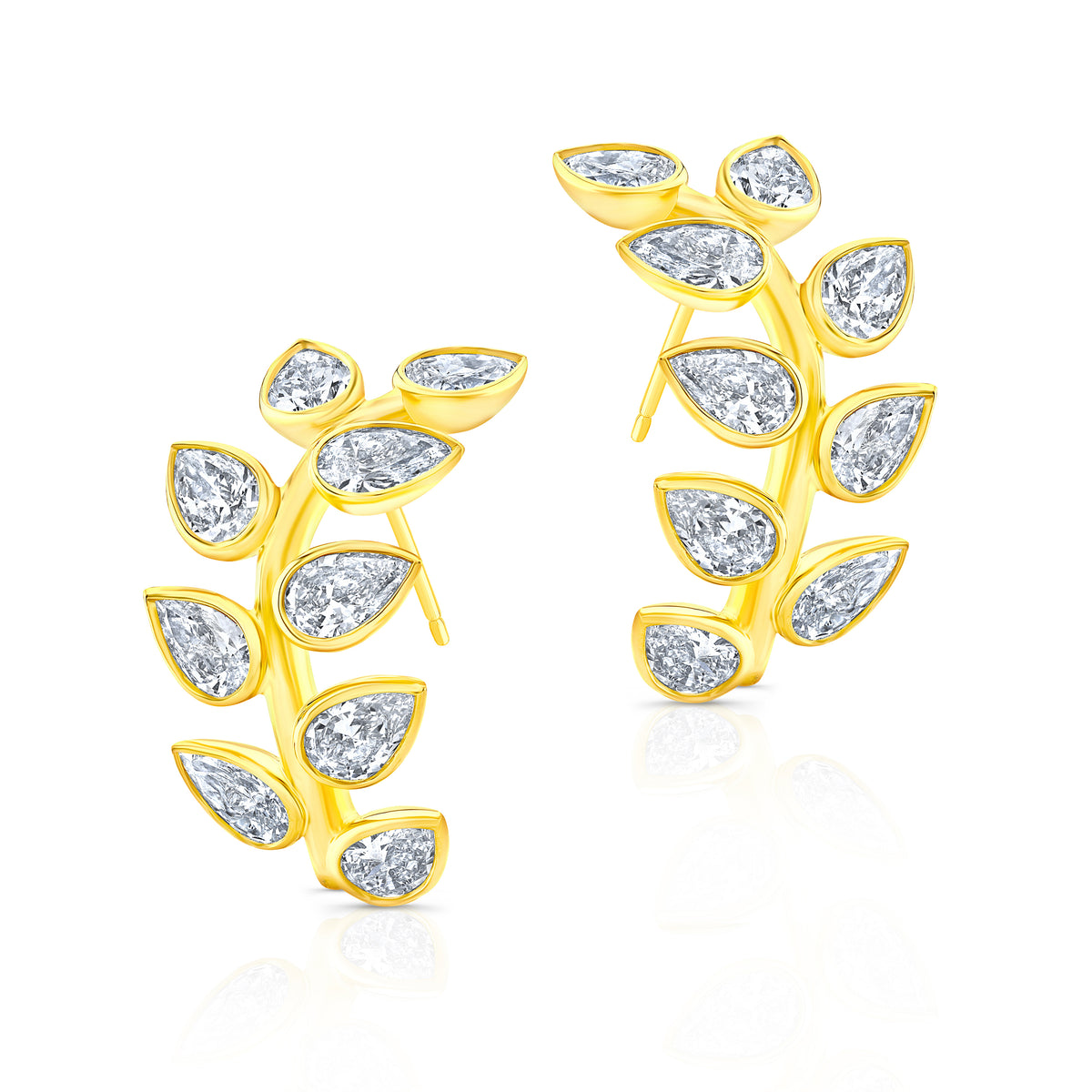 Branch Pear Shape Diamond Hoop Earrings